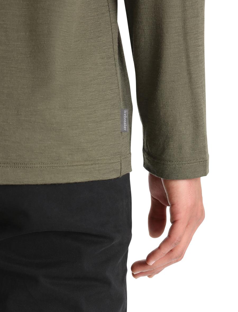 Icebreaker Merino Granary Pocket T-Shirt Férfi Long Sleeve Olivazöld | HU 1238MQZA